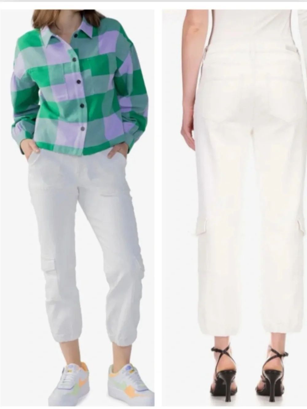 Sanctuary Denim Brooklyn Cargo High Rise Jogger Pants Cream $140